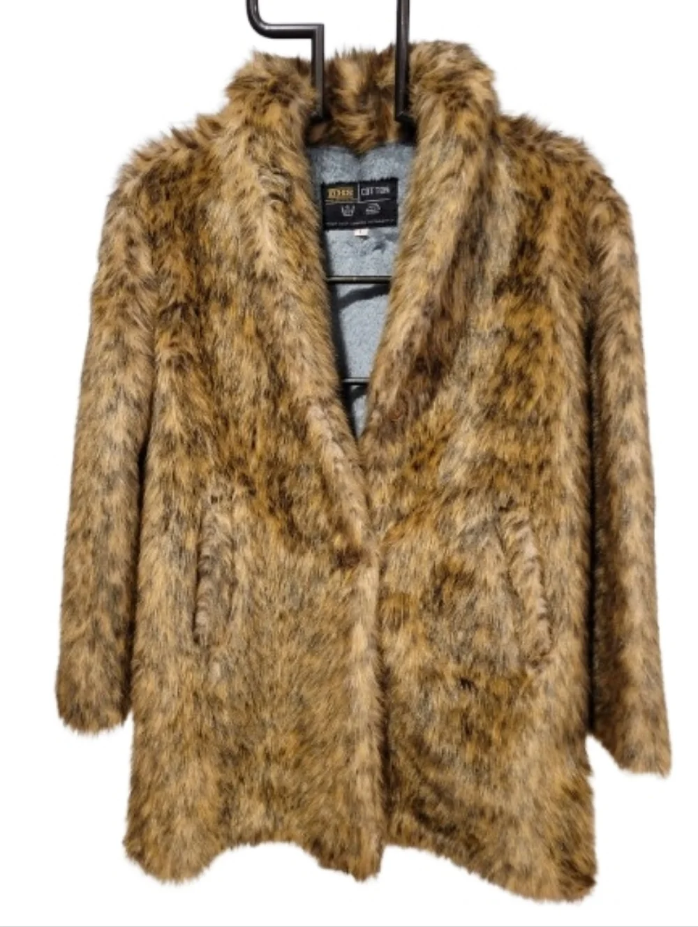 BHS Women's Faux Fur Teddy Coat - Brown Leopard Print Large